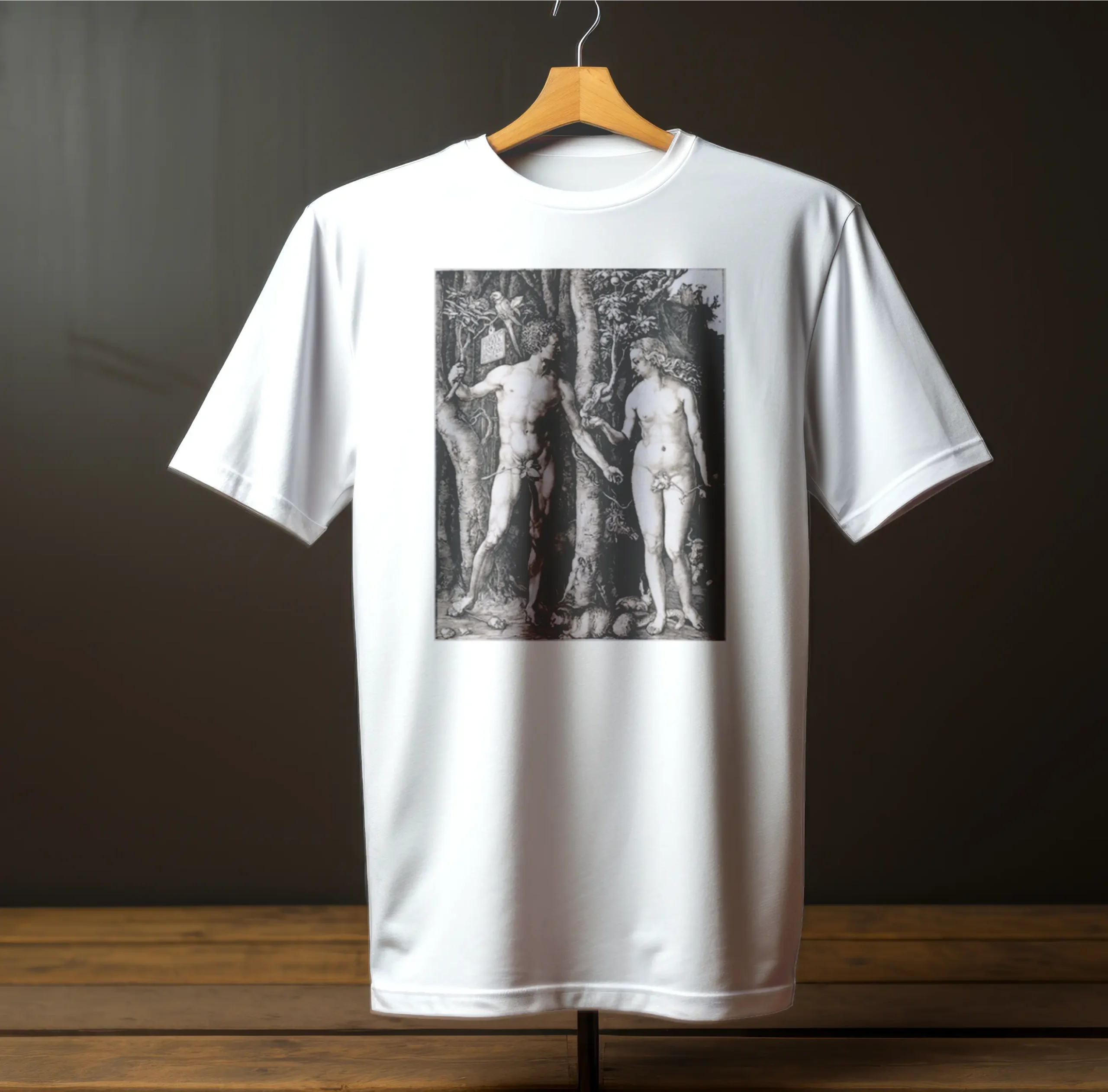 Albrecht Durer, Adam i Ewa, nadruk na białym tshircie
