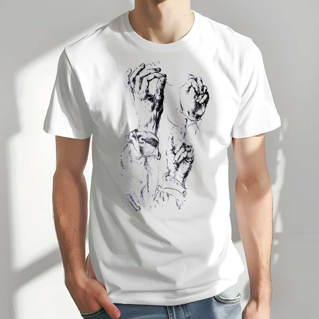 Koszulka z nadrukiem - Studium rąk, Durer