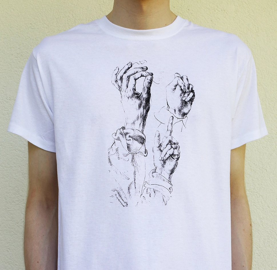artystyczna koszulka z nadrukiem, sitodruk, Durer, Studium Rąk