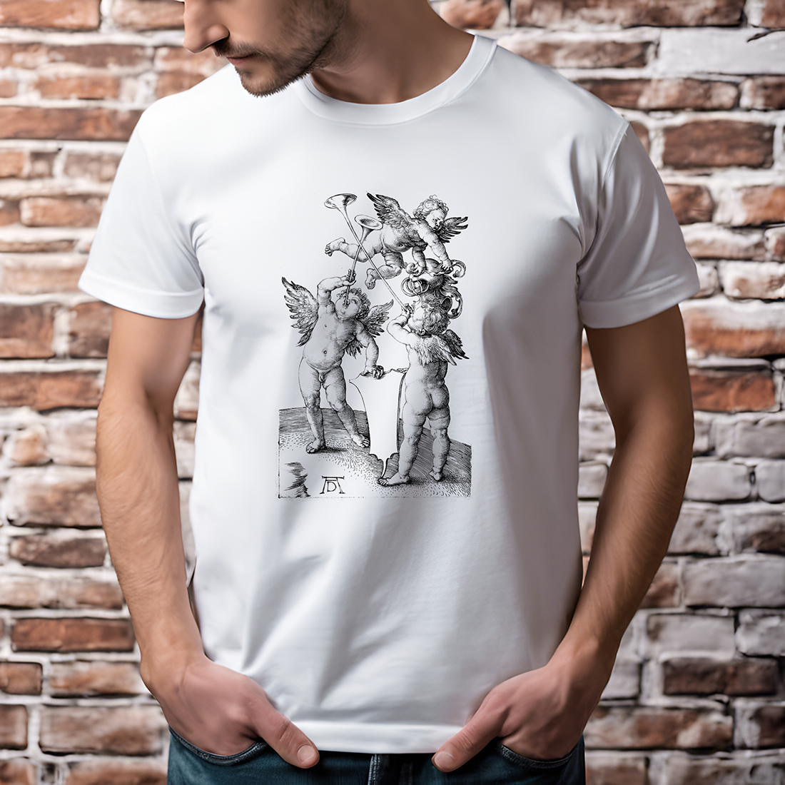 Albrecht Dürer "Trzech putto z trąbkami "